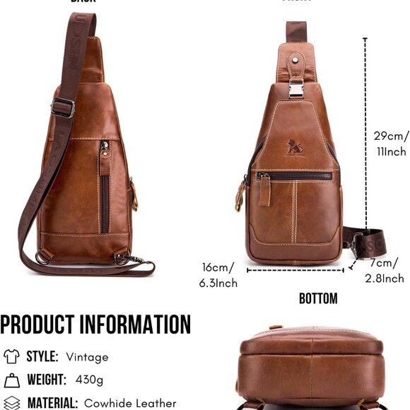 Water-Resistant Leather Sling Backpack: Secure Travel Purse for Adventurers - Picture 2 of 6